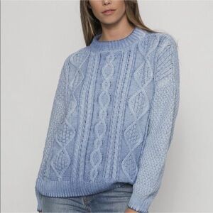 Christina Lehr Blue Ombre Cable Knit Fisherman
Sweater 100% cotton Size Medium